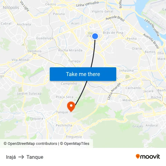 Irajá to Tanque map