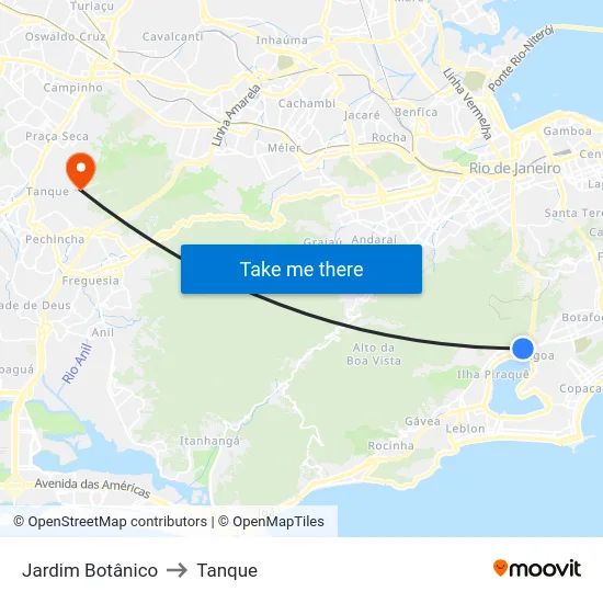 Jardim Botânico to Tanque map