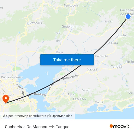 Cachoeiras De Macacu to Tanque map