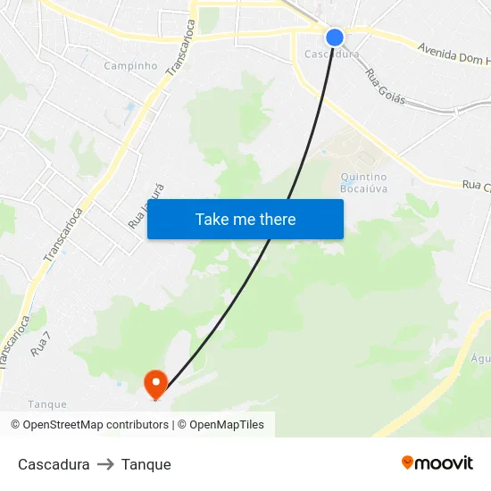 Cascadura to Tanque map