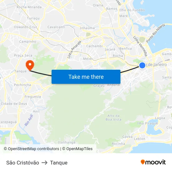 São Cristóvão to Tanque map