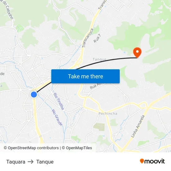Taquara to Tanque map