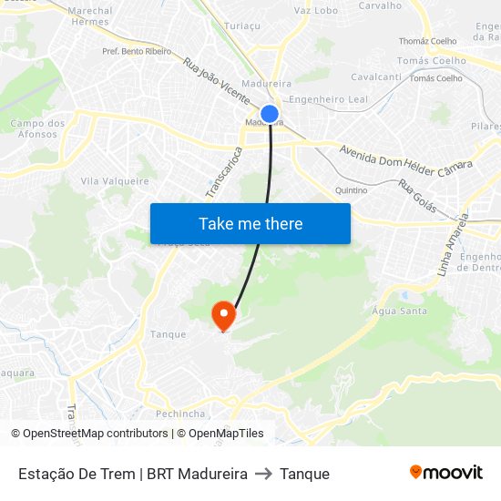 Estação De Trem | BRT Madureira to Tanque map