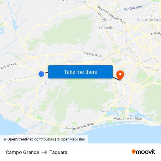 Campo Grande to Taquara map