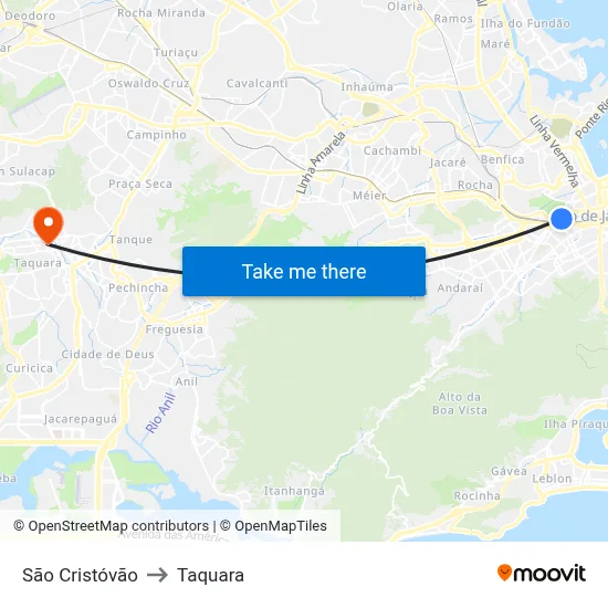 São Cristóvão to Taquara map