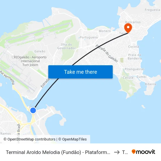 Terminal Aroldo Melodia (Fundão) - Plataforma Externa A - Sentido Ilha to Tauá map