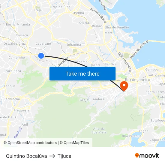 Quintino Bocaiúva to Tijuca map