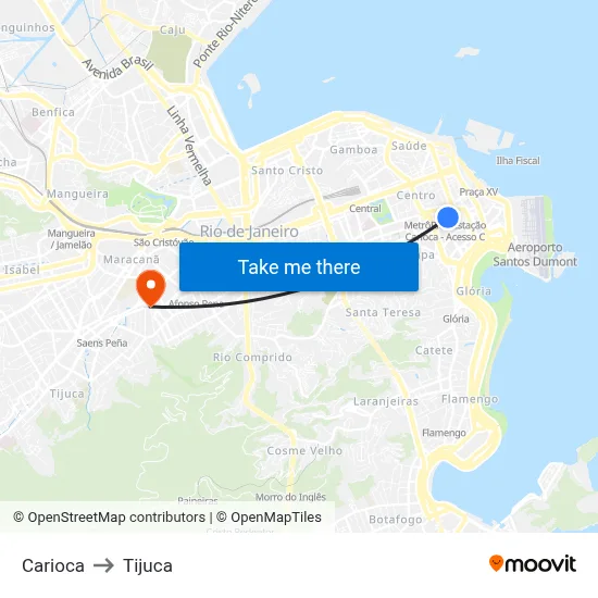 Carioca to Tijuca map
