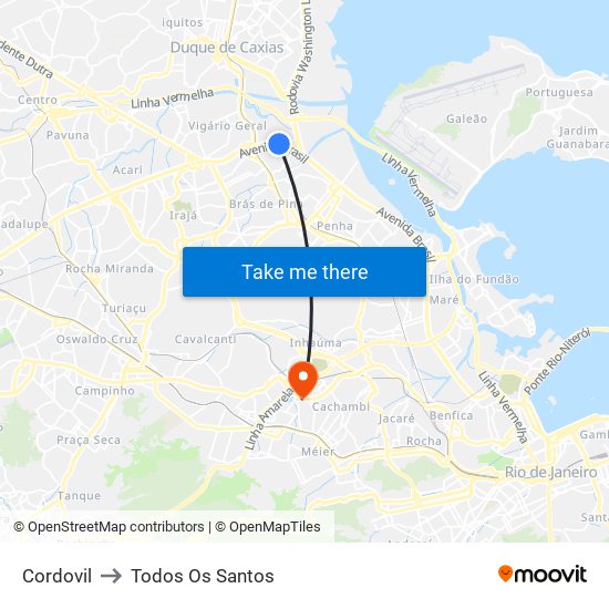 Cordovil to Todos Os Santos map