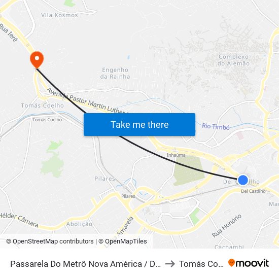 Passarela Do Metrô Nova América / Del Castilho to Tomás Coelho map