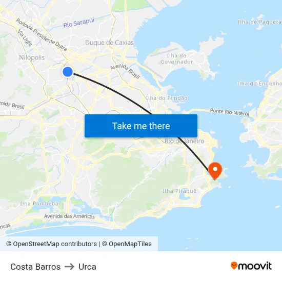 Costa Barros to Urca map