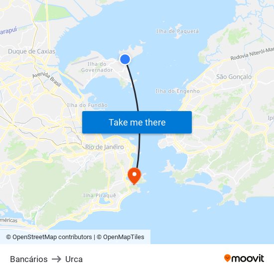 Bancários to Urca map