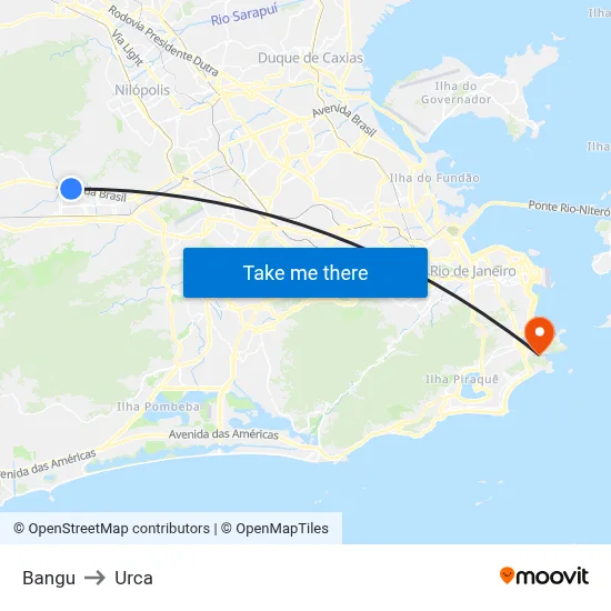 Bangu to Urca map
