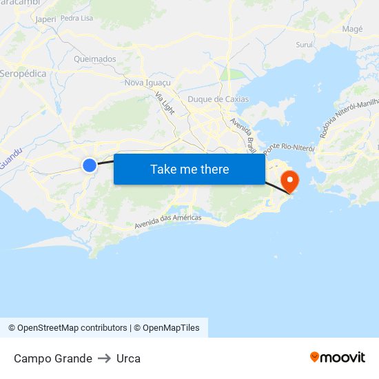 Campo Grande to Urca map