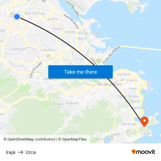 Irajá to Urca map