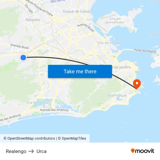 Realengo to Urca map
