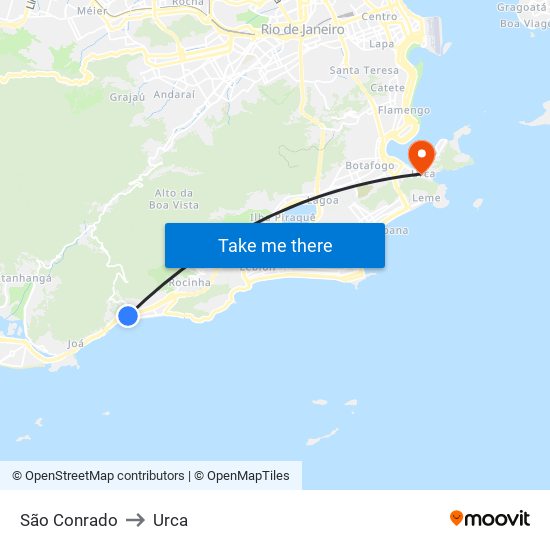 São Conrado to Urca map
