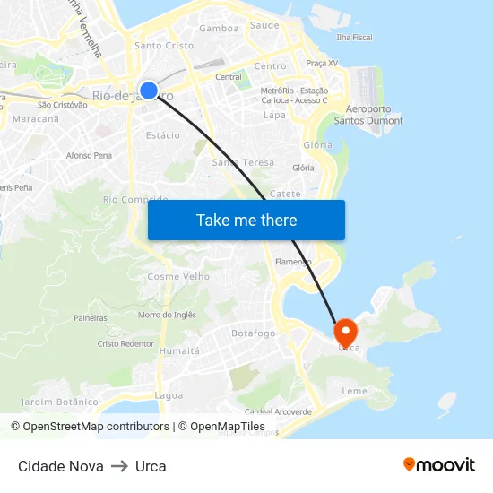 Cidade Nova to Urca map