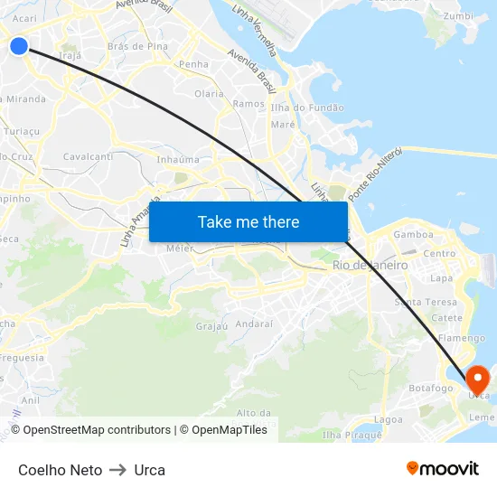 Coelho Neto to Urca map