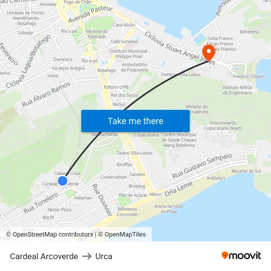 Cardeal Arcoverde to Urca map