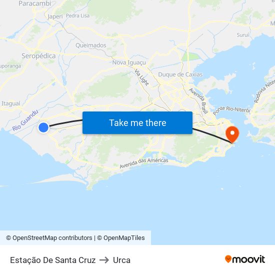 Estação De Santa Cruz to Urca map