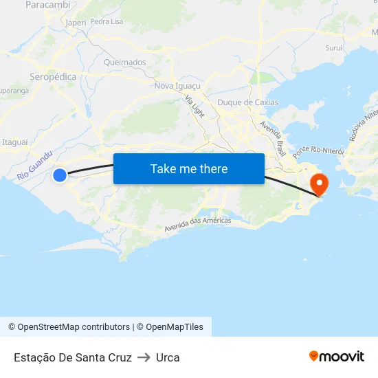 Estação De Santa Cruz to Urca map