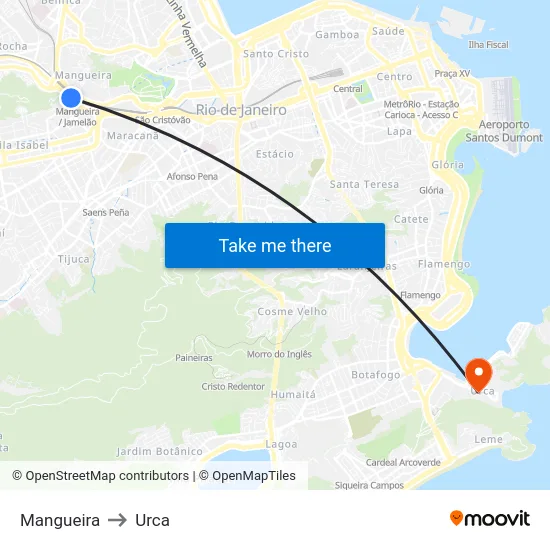 Mangueira to Urca map