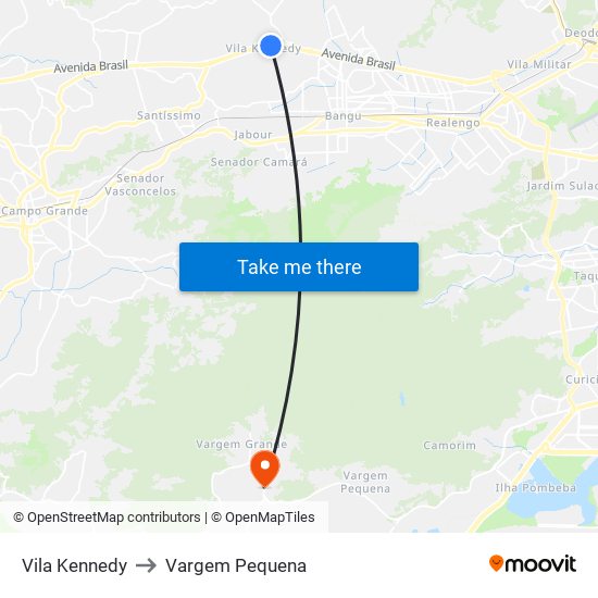 Vila Kennedy to Vargem Pequena map