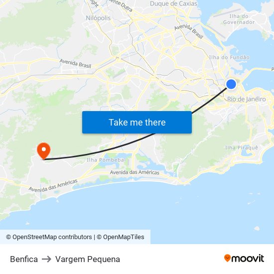 Benfica to Vargem Pequena map