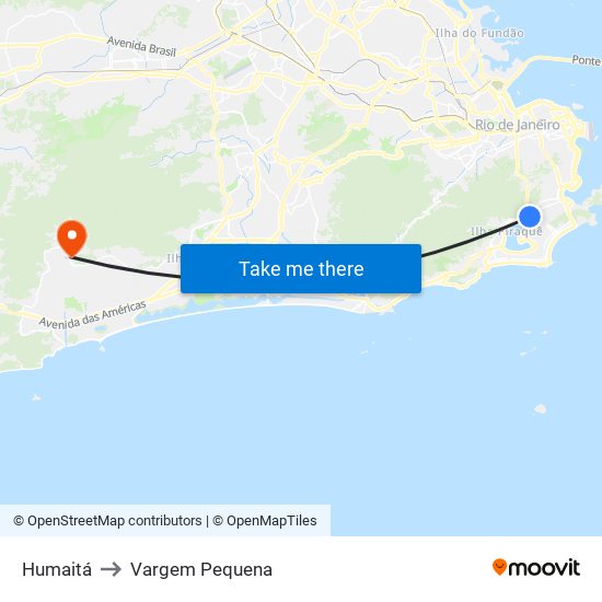 Humaitá to Vargem Pequena map