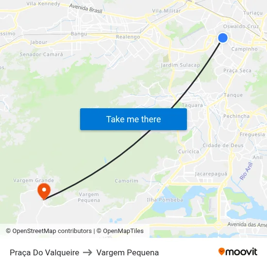 Praça Do Valqueire to Vargem Pequena map