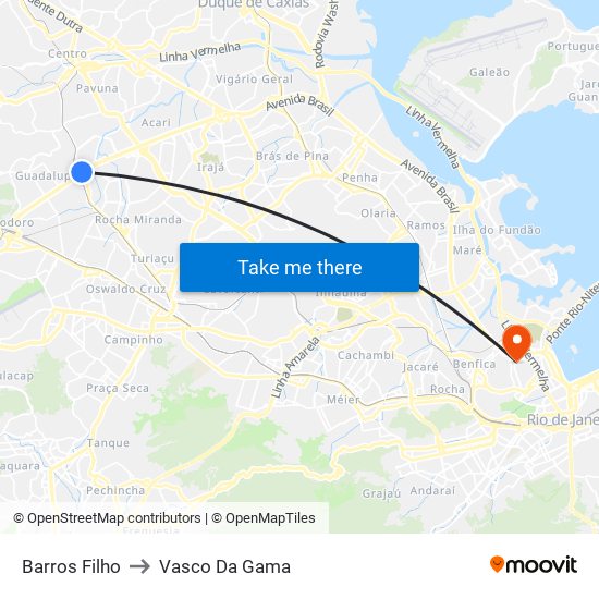 Barros Filho to Vasco Da Gama map