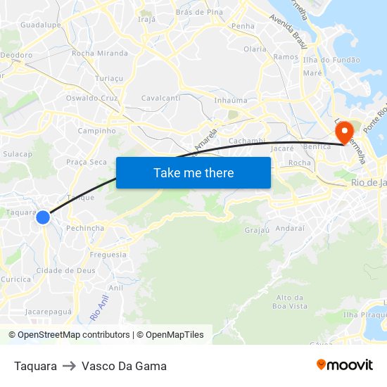 Taquara to Vasco Da Gama map