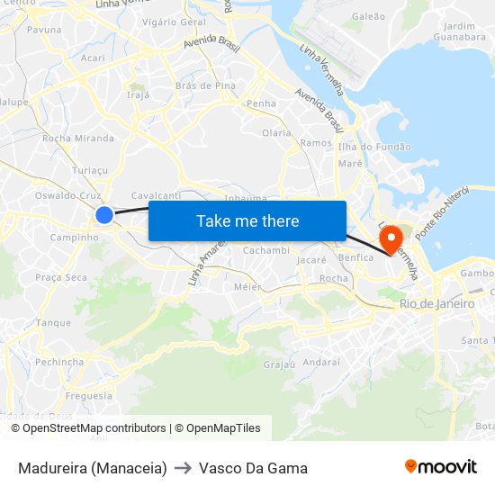 Madureira (Manaceia) to Vasco Da Gama map