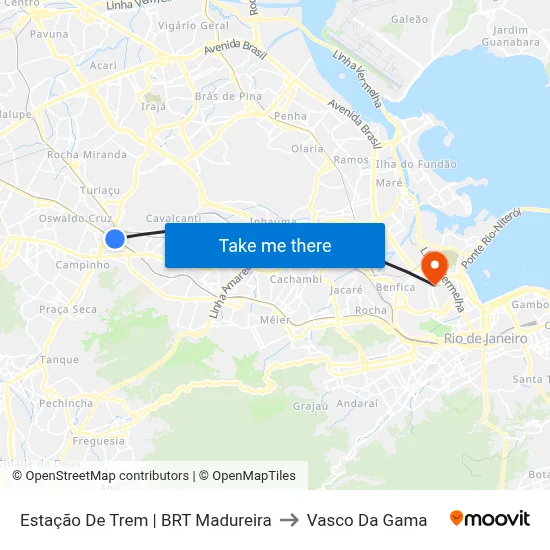 Estação De Trem | BRT Madureira to Vasco Da Gama map