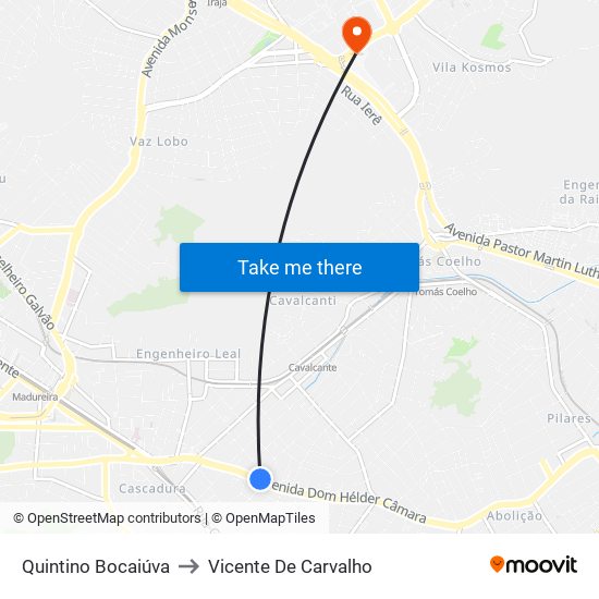 Quintino Bocaiúva to Vicente De Carvalho map