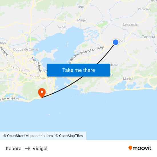 Itaboraí to Vidigal map