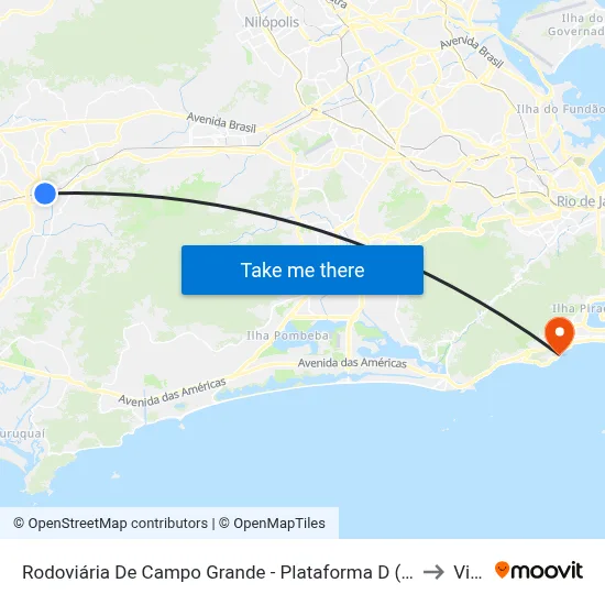 Rodoviária De Campo Grande - Plataforma D (Campo Grande E Jabour - Executivo) to Vidigal map