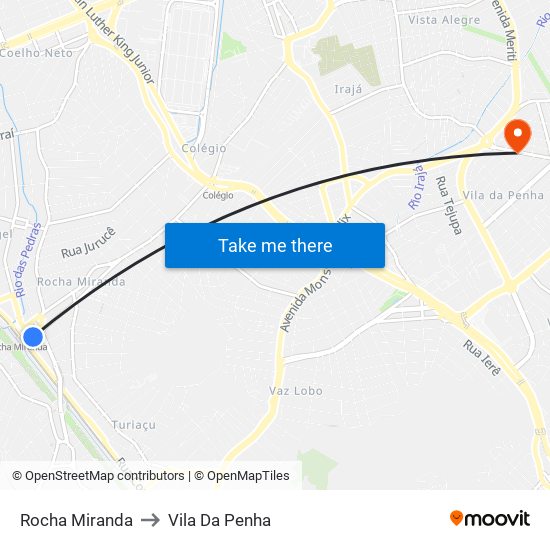 Rocha Miranda to Vila Da Penha map