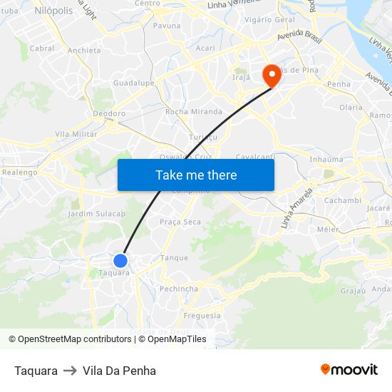 Taquara to Vila Da Penha map
