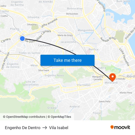 Engenho De Dentro to Vila Isabel map