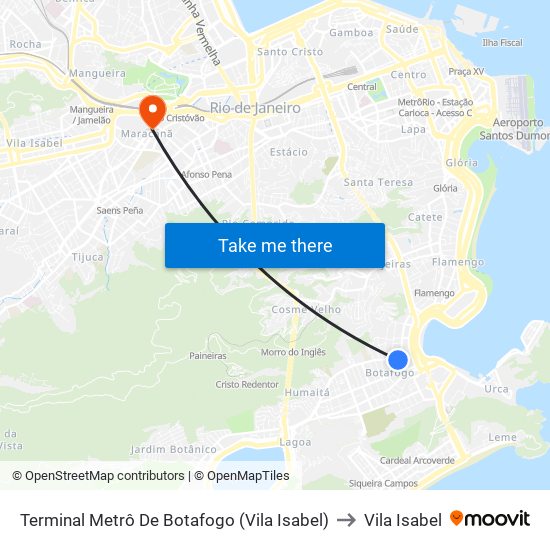 Terminal Metrô De Botafogo (Vila Isabel) to Vila Isabel map