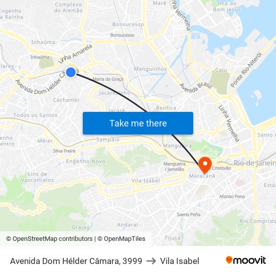 Avenida Dom Hélder Câmara, 3999 to Vila Isabel map