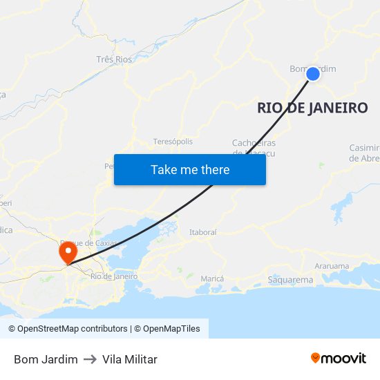 Bom Jardim to Vila Militar map