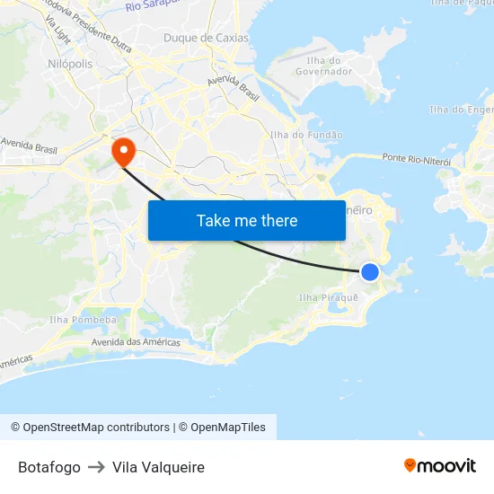 Botafogo to Vila Valqueire map