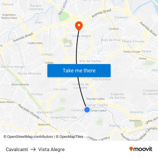 Cavalcanti to Vista Alegre map