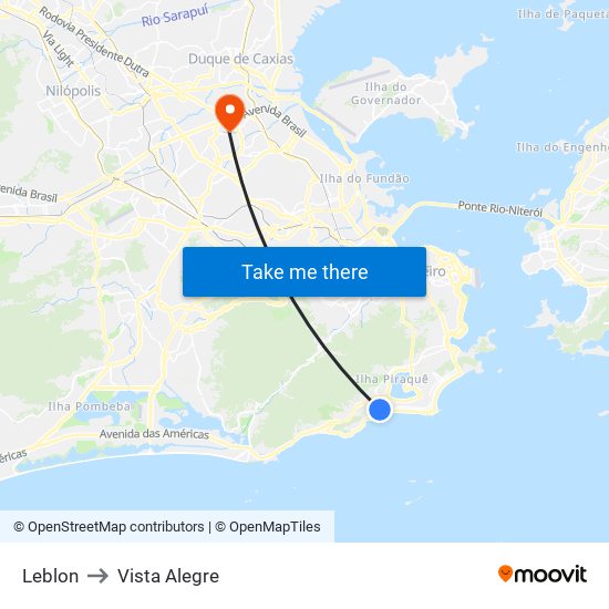 Leblon to Vista Alegre map