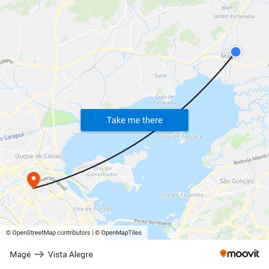 Magé to Vista Alegre map