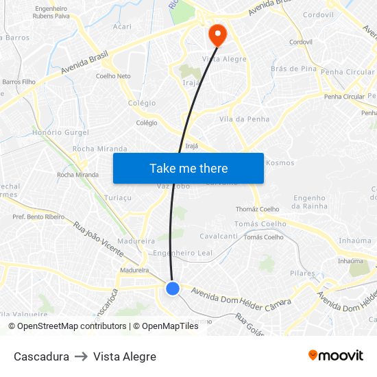 Cascadura to Vista Alegre map