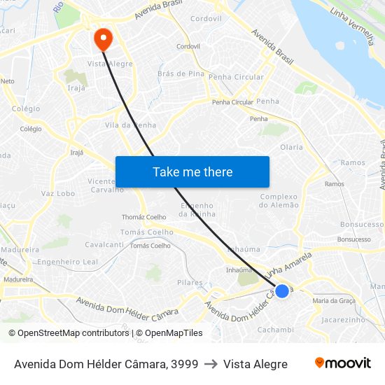Avenida Dom Hélder Câmara, 3999 to Vista Alegre map